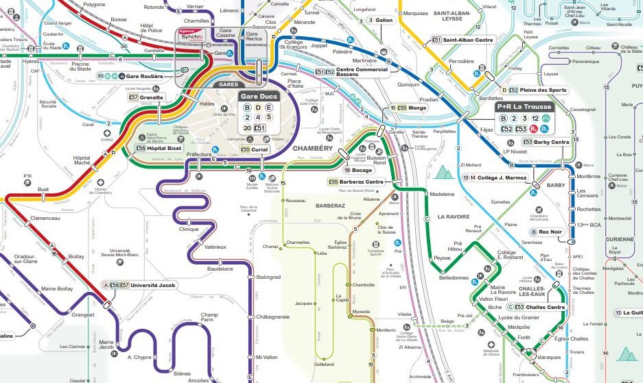 Plan ligne C bus Challes-Les-Eaux